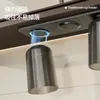 Portacepillos de Dientes de Nogal Montaje en Pared Sin Taladro Estante para Cepillos de Dientes de Baño Colgador Magnético para Vaso de Enjuague Bucal