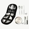 Conjunto de talheres de aço inoxidável para camping, piquenique, faca de bife, garfo e colher, bolsa de pano portátil, transfronteiriço Amazon