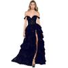 Vestido de noche negro con hombros descubiertos, vestido de temperamento adelgazante, banquete, cumpleaños, fiesta de anfitrión, fiesta anual, falda de uso habitual