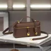 Bolsa de Mão de Couro com Padrão de Avestruz Bolsa Transversal Feminina Nova para Outono e Inverno Bolsa de Maquiagem Tendência da Moda Bolsa Transversal de Ombro Único