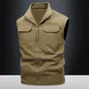 Chaleco Casual de Alta Calidad Reversible sin Mangas de Color Sólido Otoño para Hombre, Ropa de Trabajo para Pesca al Aire Libre, con Cuello Alto y Bolsillos para Hombres Jóvenes y de Mediana Edad
