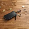 Bolsa sencilla de piel genuina con cremallera para llaves de coche para hombre, para colgar de la cintura, de piel de vaca de capa superior Crazy Horse, de gran capacidad, multifuncional