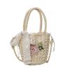 Bolso de paja de diseño nicho popular de este año 2024 nuevo bolso para mujer estilo coreano bolso bandolera personalizado bolso cubo portátil