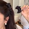 Pinza de Agarre Pequeña con Lazo Negro Genuino Estilo Oreja de Elfa Femenina Pinza para el Lado de la Cabeza Estilo Princesa Flequillo