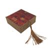 Caja de joyería vintage de lino con borla pulsera de cadena larga pulsera para jugar caja de cuentas caja de joyería antigua caja de regalo