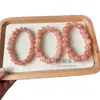 Pulseira de Contas de Jada de Seda Ouro Rosa Círculo Único Flores de Pessegueiro Enchimento Estilo Feminino Joias Design Simples Fornecimento Vivo