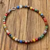 Pulseira de Vidro Colorido Estilo Boho Dopamina para Mulheres, Pulseira de Contas Coloridas Geométricas Retrô, Joia Popular Vendida Transfronteiriça
