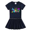 2023 verão novo estilo coreano roupas infantis vestido de manga curta meia manga bebê orelha de madeira plissada estilo ocidental saia fina
