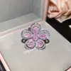 Aretes y Anillo de Flor de Circonita Rosa, Lujoso Set de Moda de Diamante Rosa, Joyería Elegante y con Estilo para Mujer
