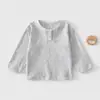 Camiseta Jingqi para Niños de Primavera y Verano, Top Rayado de Manga Larga Fino y Transpirable para Bebés y Niños Pequeños, Camiseta Básica Dulce para Niñas