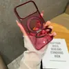 Aplicável ao Apple 18Promax Vinho Tinto Transparente com Suporte Magnético Capa para Celular iPhone17 Acrílico Anti-queda 16 Proteger