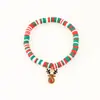 Joyería Transfronteriza Europea y Americana Navidad Pulsera de Cuentas de Arcilla Polimérica Suave Regalo Pulsera de Papá Noel Pulsera de Contraste de Color Festivo