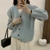 Cardigan Tricot V-neck Estilo Preguiçoso Macio e Ceroso Retrô Feminino Outono e Inverno Suéter Justo e de Alta Qualidade Jaqueta Feminina