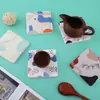 Set de serie de tierra de diatomeas de posavasos redondos y cuadrados, alfombrillas absorbentes y termoaislantes con patrón de animales y plantas estilo japonés