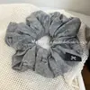 Goma para el pelo de tela a cuadros grises con lunares estilo coreano, Accesorio para el cabello chic retro, Versátil para ir al trabajo, Elástico para el pelo