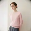 Suéter feminino de malha clássico com gola redonda 100% cashmere, novo estilo outono/inverno, simples e confortável, macio e amigo da pele, peça para vestir por cima