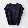 Camiseta de Tricô Manga Curta para Mulheres, Textura de Bambu Resistente, Simples e Confortável, Algodão Tencel, Top Versátil para o Verão, Corte Justo