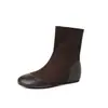 Botines elásticos ajustados de moda estilo británico de 1 cm, nuevo modelo otoño e invierno 2026, punta redonda, suela plana, botines cortos slip-on de retazos