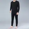 Traje de ropa interior larga para hombre de mediana edad, otoño e invierno, cuello redondo, camiseta interior para hombre mayor, ropa de papá