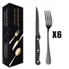 Juego de cuchillo y tenedor para bistec de acero inoxidable 1010 más vendido transfronterizo, juego de 24 piezas para hoteles y restaurantes occidentales, incluye tenedores de postre
