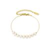 Pulseira de aço titânio com pérolas de água doce naturais banhada a ouro real não desbota moda luxo nicho design joalheria vendas diretas da fábrica