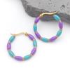 1 Pendientes Colgantes Colgantes de Acero Inoxidable con Recubrimiento al Vacío de Colores Gotas de Aceite con Cierre Redondo de Bambú Accesorios para Joyería DIY