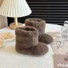 Botas de Piel Gruesa para Bebé Niña Invierno Estilo Nuevo Cálidas para Niños Botas de Nieve Estilo Coreano de Caña Media Color Sólido Botas Cortas Juguetonas