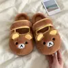 Pantuflas de Algodón con Velcro de Oso de Dibujos Animados para Mujer Otoño/Invierno Casuales para Exteriores de Punta Cerrada Antideslizantes Calientes para el Hogar Pantuflas de Felpa