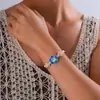 Verano Nuevo Estilo de Vacaciones Transfronterizo Pulsera de Plumeria Tortuga Retro Turquesa Flor de Cerámica Suave Pulsera de Cuerda Retorcida