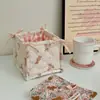 Cesta de armazenamento ins estilo coreano com bolinhas e estrelas, cesta de armazenamento de alta estética para lanches e itens diversos, caixa organizadora de cosméticos, cesta de armazenamento