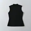 Venta al por mayor de ropa para mujer transfronteriza: Chaleco de punto sin mangas de cuello alto para mujer, nuevo estilo de verano, corte ajustado, adecuado tanto para llevar solo como debajo de otra prenda