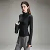 Conjunto deportivo para correr por la mañana para mujer, conjunto de yoga con chaqueta de cremallera y cuello alto y pantalones de yoga de cintura alta para control de abdomen, conjunto de dos piezas de secado rápido