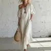 Vestido Largo de Mujer Estilo Vacaciones Transfronterizo Popular en Europa y América 2026 Hombros Descubiertos Mangas Abullonadas de Algodón Nube Holgado Entallado Acampanado
