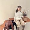 Suéter Macio para Meninas Outono e Inverno Gola Alta Camisa Base 2025 Nova Roupa de Outono Infantil Tops de Menina Modernos