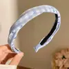 Faixa de Cabelo Listrada com Coração Azul Estilo College para Mulheres, Acessório de Cabelo Fresco e Suave Que Não Puxa o Cabelo, Elástico de Cabelo Faixa de Cabeça