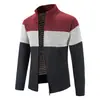 Jaqueta Cardigan de Outono Masculina Estilo Coreano Moda Suéter Tricotado Casaco Estudantil Suéter Inverno Forrado com Lã Masculino