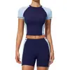 Nuevo Conjunto de Yoga para Mujer Verano 2026, Traje Deportivo de Contraste de Color Corto para Pilates, Entrenamiento, Running, Fitness 2567