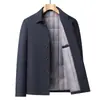 Nueva colección de invierno: Chaqueta de negocios elegante y cálida para hombre con cuello solapa, abrigo de algodón acolchado para hombres de mediana edad y mayores, prenda exterior engrosada y aislante para papás