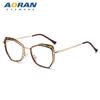 Gafas de moda europeas y americanas transfronterizas retro poligonales espejo plano moda para hombre y mujer metal anti-luz azul montura de gafas ópticas