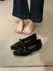 Primer Encuentro Ji Estilo Coreano Estilo Pequeño Chanel Cuadrado de Lunares Punta Cuadrada Mary Jane Bailarinas Slip-ons 2026 Otoño Estilo Suave Bailarinas