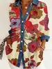 2026 Nova Camisa Patchwork Estilo Europeu e Americano com Estampa Floral 3D para Mulheres, Jaqueta Cardigã Versátil de Manga Longa Moda Primavera