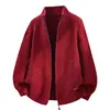 Cárdigan de punto trenzado con cuello alto para hombre Otoño Invierno 2026 Suelto Retro Cremallera Suéter Engrosado Chaqueta Casual