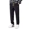 Calça casual esportiva masculina de outono e inverno, novo estilo, perna larga, reta, forrada com fleece, grossa, resistente