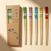 Pauzinhos de Bambu com Texto Gravado para Restaurantes, Sem Pintura e Sem Cera, Antiderrapantes, Estilo Chinês, Conjunto Familiar, Pauzinhos Impressos com Gravação "Shishi Ruyi"
