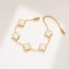 Pulsera de Acero de Titanio de Lujo Ligero de Cuatro Hojas por Ambos Lados para Mujer, Simple Coreana, Ins, Conjunto Nuevo de Collar de Cinco Flores Fritillaria de Buena Suerte