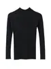 2024 Nova Blusa de Fundo Meia-Gola com Fio para Outono e Inverno Feminina Estilo Coreano Tricô Justo Malha Preta