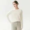 Suéter de cashmere grosso de sete agulhas para mulheres, novo estilo inverno 2026, corte solto com ombros raglã, gola redonda, suéter base de camada interna para mulheres