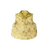 Chaleco de brocado estilo chino Shibilo con cuello mao, diseño de dibujos animados, para niñas pequeñas, chaleco de brocado estilo chino