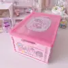 Caixa Organizadora Dobrável de Mesa Transparente com Tampa Kulomi Gui Dog Caixa de Armazenamento para Lanches Livros Brinquedos de Estudante