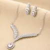 2026 Nueva Joyería Nupcial Transfronteriza de Amazon Zircón Pedrería Collar Pendientes Anillo Accesorios Al Por Mayor